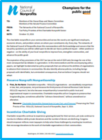 First page of the Memorandum on Tax Policy Priorities of the Charitable Nonprofit Sector.